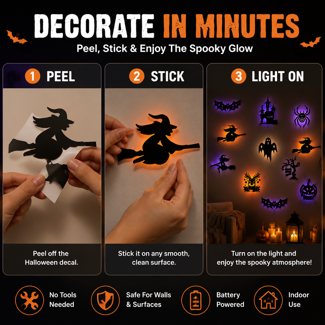 🎃 Halloween LED Wall Stickers | Glow In The Dark Spooky Home Decoration