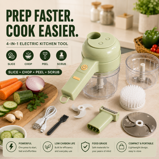 🔥🥕 4-in-1 Handheld Electric Vegetable Slicer & Chopper Set