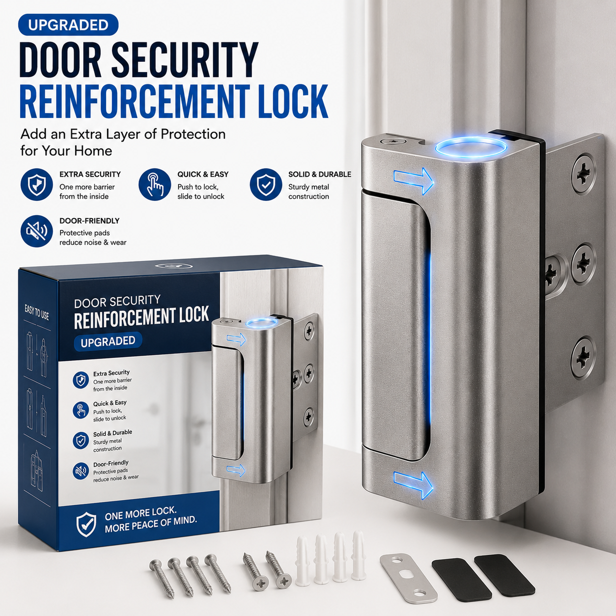 🔒 Extra-Layer Door Security Lock – Quick Inside Protection