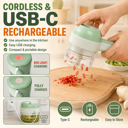 🔥🥕 4-in-1 Handheld Electric Vegetable Slicer & Chopper Set