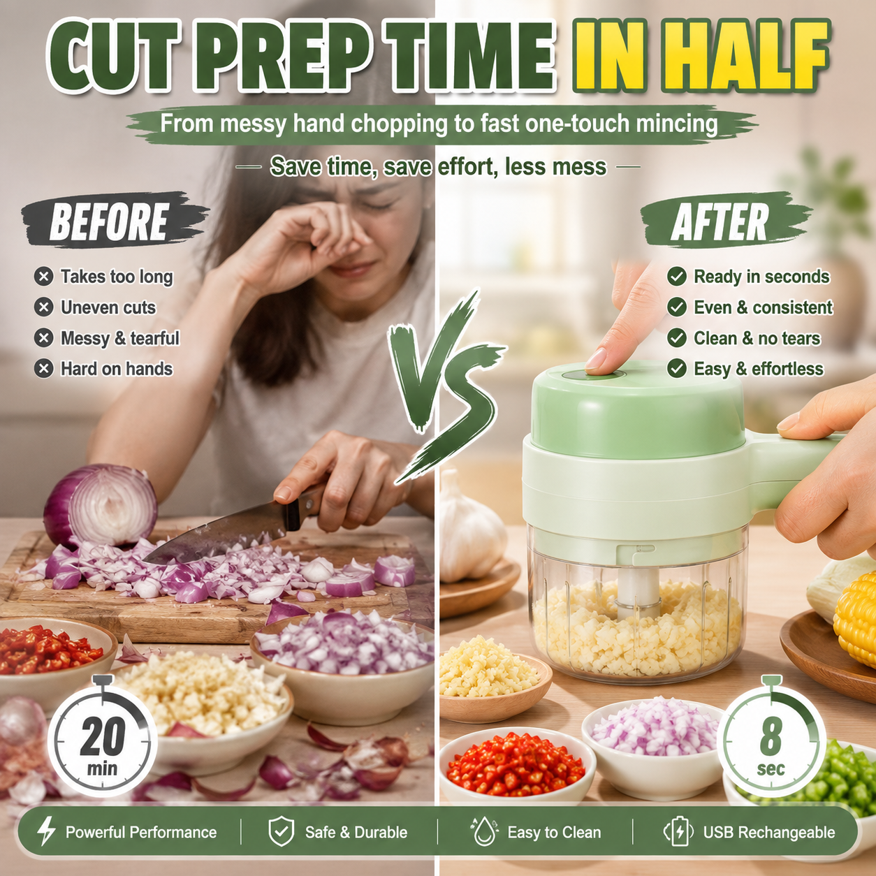 🔪4-in-1 Handheld Electric Vegetable Slicer & Chopper Set