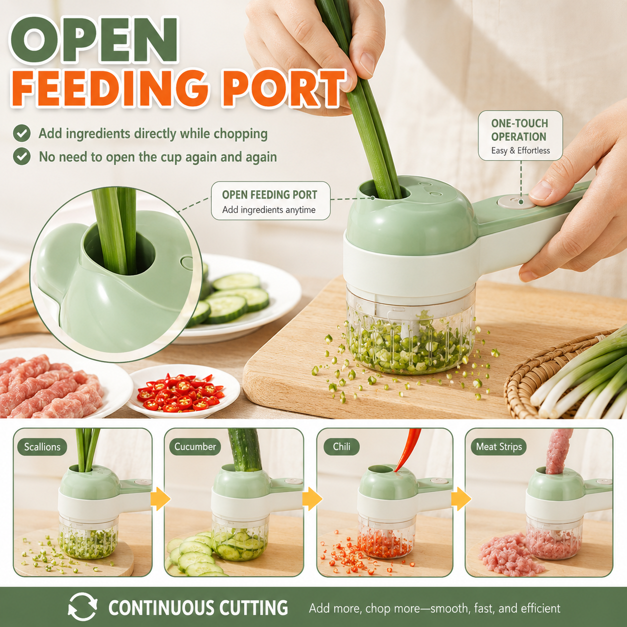 🔪4-in-1 Handheld Electric Vegetable Slicer & Chopper Set