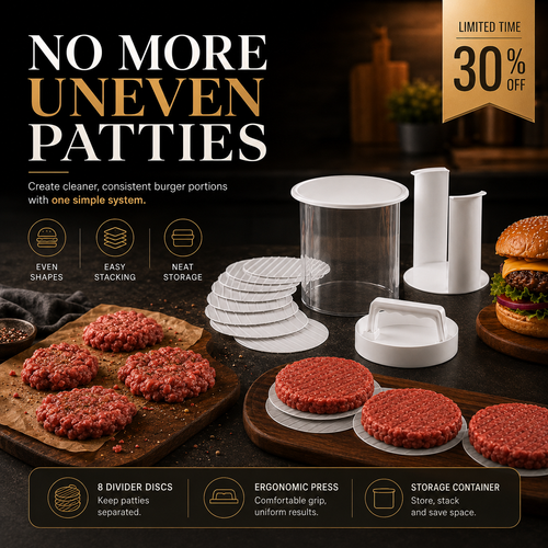 🥩🧊 Stackable Burger Patty Maker & Freezer Storage Container – Shape, Stack & Store Homemade Patties
