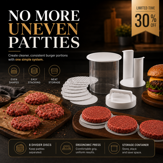 🍔🧊 Stackable Burger Patty Maker & Freezer Storage Container – Shape, Stack & Store Homemade Patties