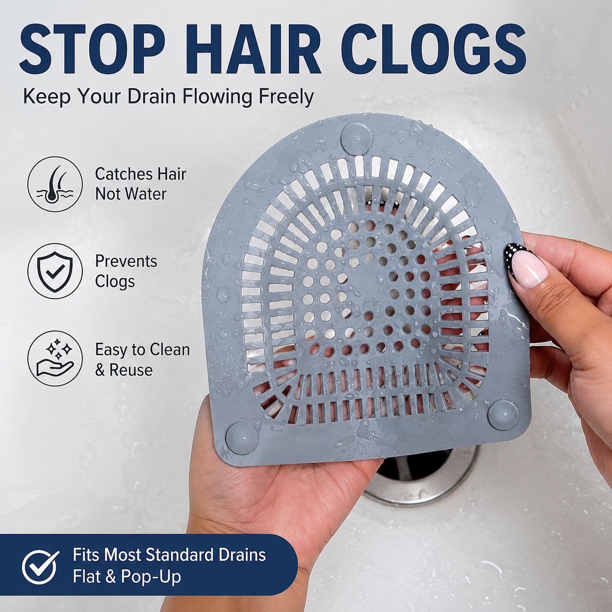 🚿Shower Drain Hair Catcher 💧Silicone Hair Trap for Bath & Shower
