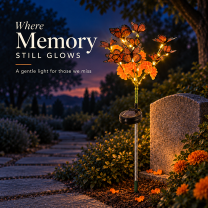 🦋 Solar Butterfly Memorial Stake Light – Día de los Muertos Tribute