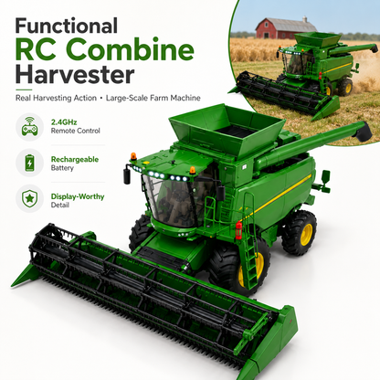 G80 Functional RC Combine Harvester – Real Grass Cutting Farm Machine with 2.4GHz Remote Control