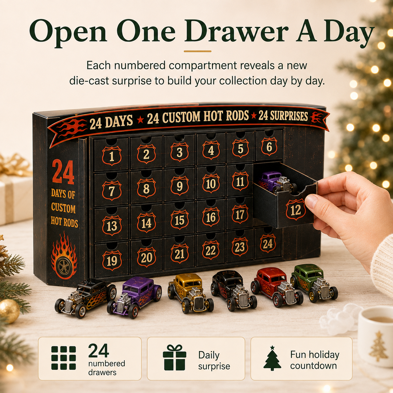 24 Days of American Car Legends Advent Calendar – 24 Die-Cast Collectibles