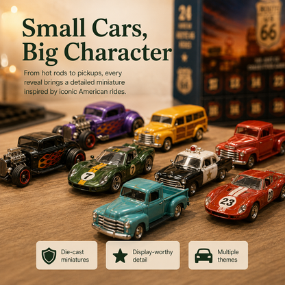 24 Days of American Car Legends Advent Calendar – 24 Die-Cast Collectibles
