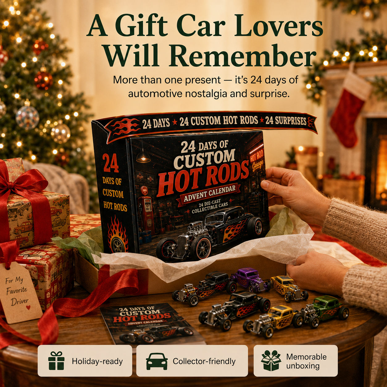 24 Days of American Car Legends Advent Calendar – 24 Die-Cast Collectibles