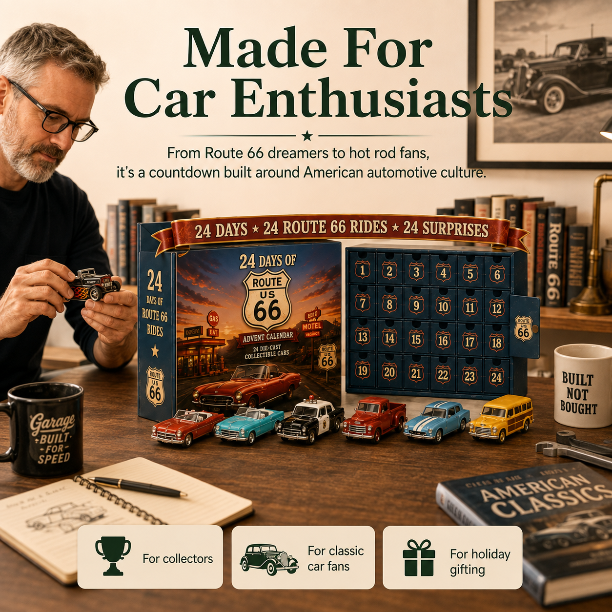 24 Days of American Car Legends Advent Calendar – 24 Die-Cast Collectibles