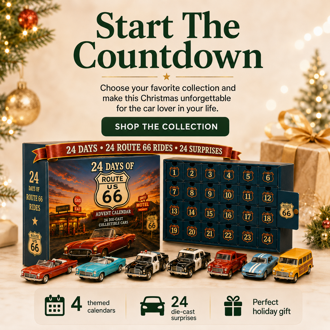 24 Days of American Car Legends Advent Calendar – 24 Die-Cast Collectibles