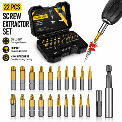 🧰22Pcs Titanium Damaged Screw Extractor Set