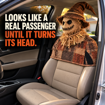 💀Motion-Activated Creepy Car Passenger Prop – Rotating Head Halloween Prank Decoration