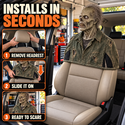 💀Motion-Activated Creepy Car Passenger Prop – Rotating Head Halloween Prank Decoration