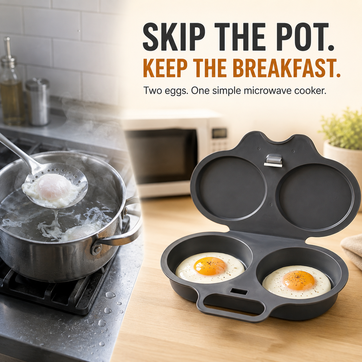 2-Egg Microwave Poacher – Quick & Easy Breakfast Cooker