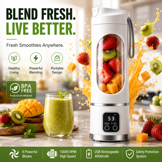 🥤Portable USB Blender with LED Display - Perfect for Smoothies & Juices