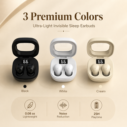 Invisible Sleep Earbuds – Ultra-Light Noise Cancelling Earbuds for Side Sleepers with 25H Battery Life