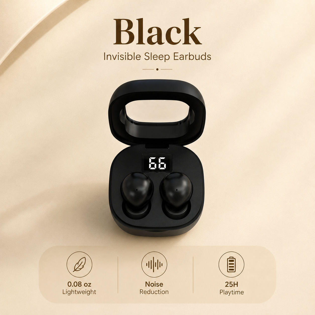 Invisible Sleep Earbuds – Ultra-Light Noise Cancelling Earbuds for Side Sleepers with 25H Battery Life