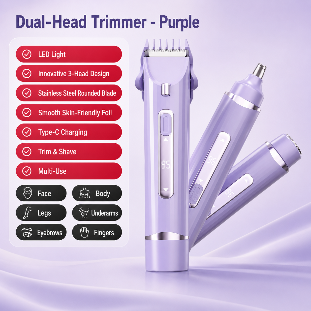 ✨ 3-in-1 Women’s Electric Grooming Trimmer – Trim, Shave & Detail with Ease