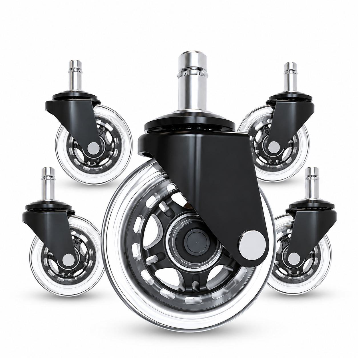 🔥 Premium Inline-Style Office Chair Wheels – Universal Fit • Easy Install