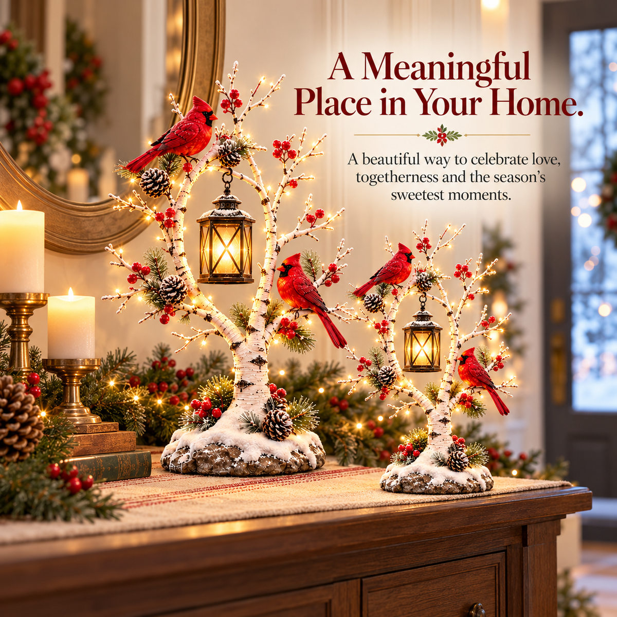 ❤️ Cardinal Winter Lantern Tree | Lighted Decor