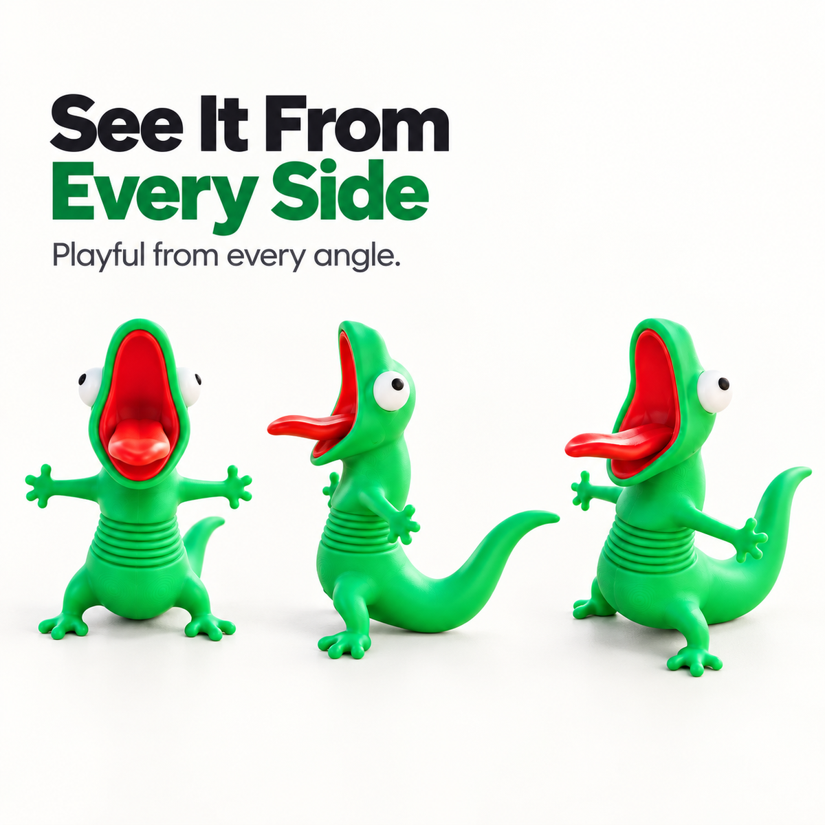 Lizard motorcycle ornament shown from multiple angles