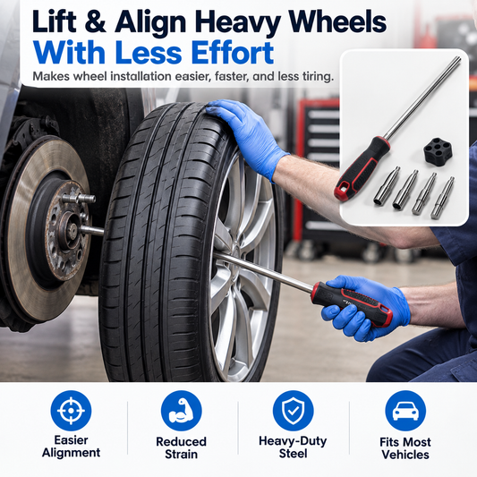 🚗Stop Wrestling Heavy Wheels – Wheel Fitting & Hub Positioning Tool