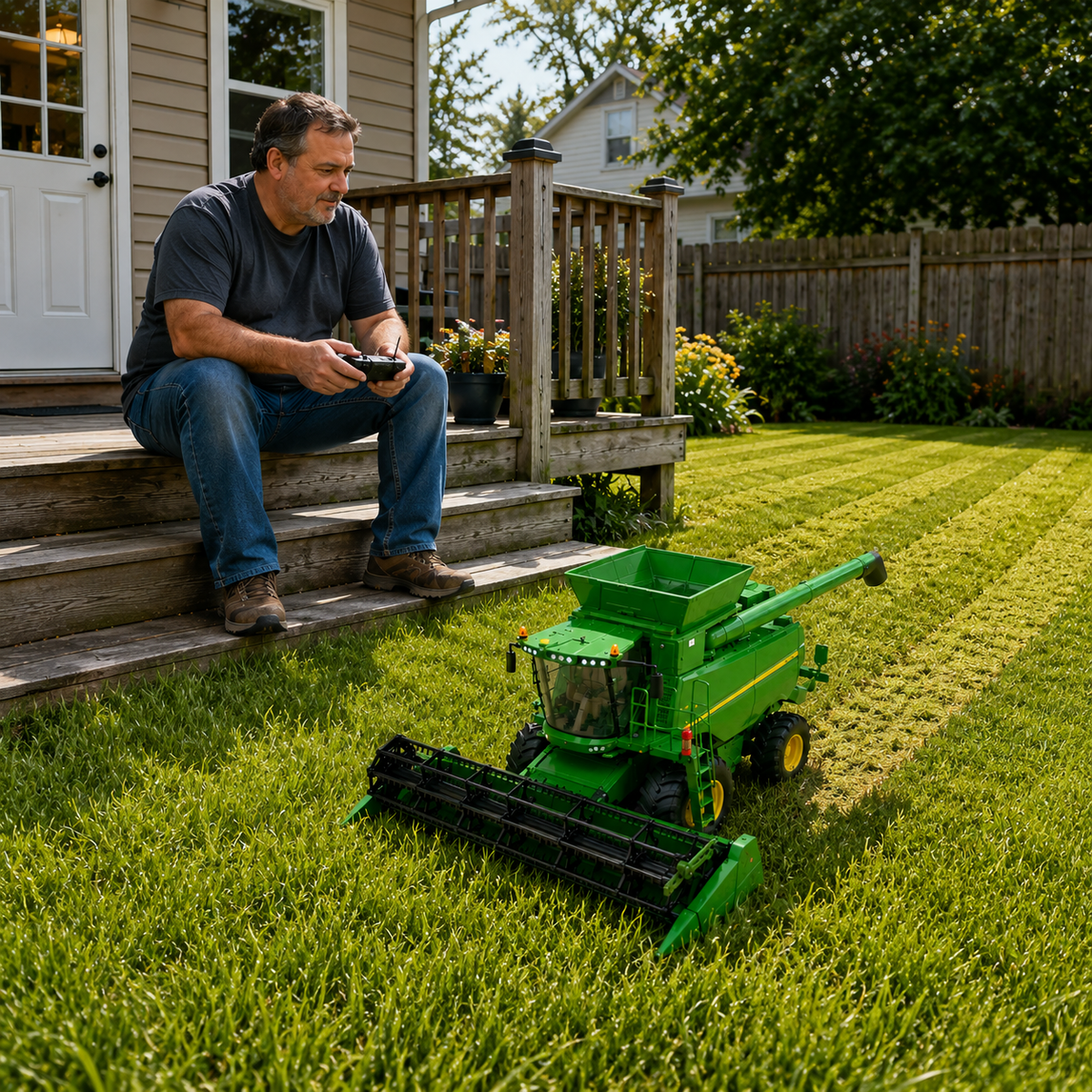 G80 Functional RC Combine Harvester – Real Grass Cutting Farm Machine with 2.4GHz Remote Control