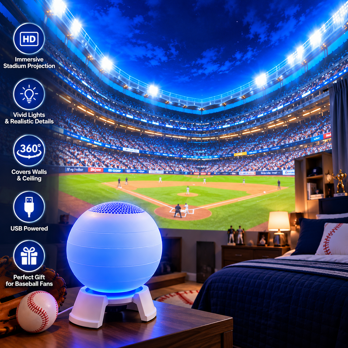 ⚾ Baseball Stadium Projection Light – Transform Any Room Into Game Day