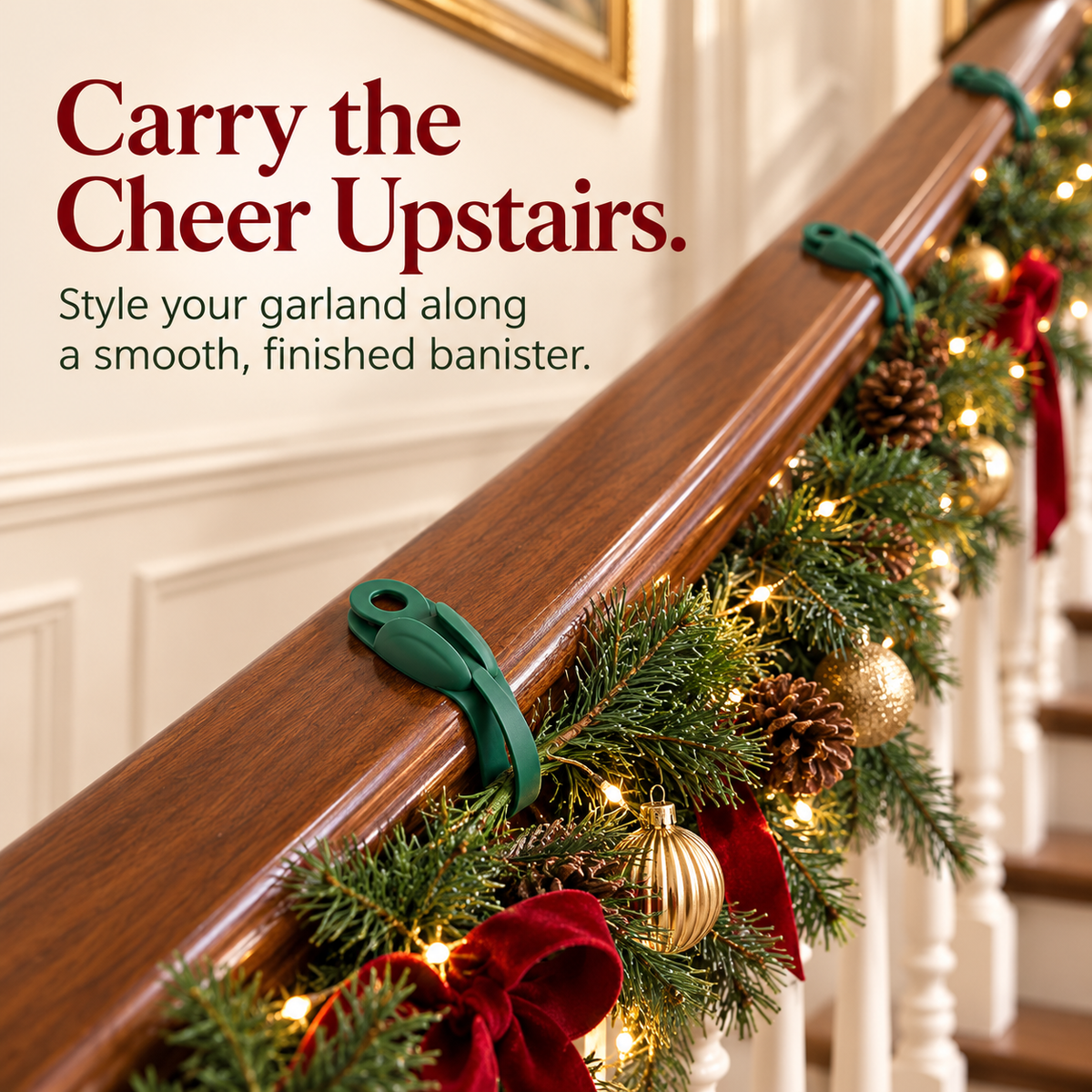 🌳6-Pack Christmas Wreath Hangers – No-Drill Peel & Stick Holiday Hooks