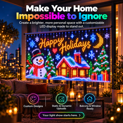 🎄📱Smart LED Curtain Lights – Upload Your Own Pictures & Animations ✨