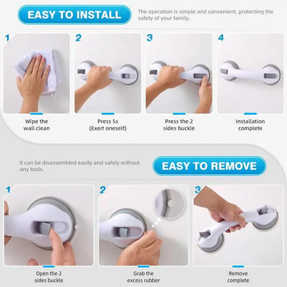 🛡️ SafeHold No-Drill Suction Grab Bar