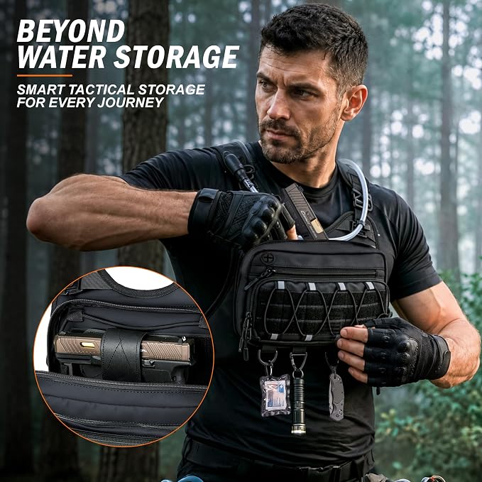 🔥Men’s 2L Tactical Hydration Running Vest – Lightweight Adjustable Chest Pack💧