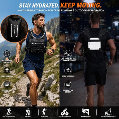 💧 Men’s 2L Tactical Hydration Running Vest – Lightweight Adjustable Chest Pack