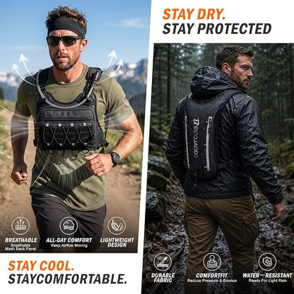 💧 Men’s 2L Tactical Hydration Running Vest – Lightweight Adjustable Chest Pack