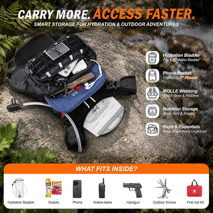 🔥Men’s 2L Tactical Hydration Running Vest – Lightweight Adjustable Chest Pack💧
