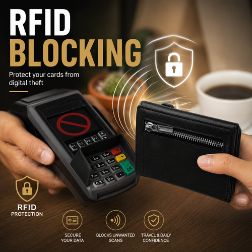 Men’s RFID Blocking Wallet | Slim Card Holder with Coin Pocket