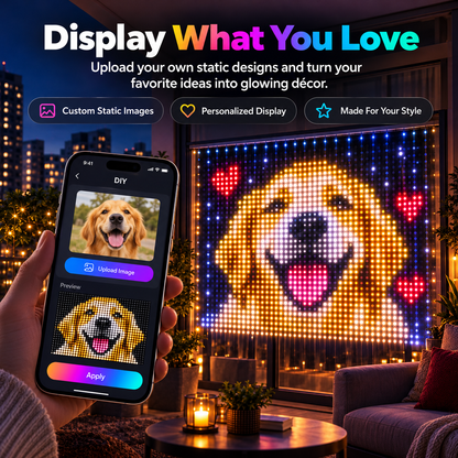 🎄📱Smart LED Curtain Lights – Upload Your Own Pictures & Animations ✨