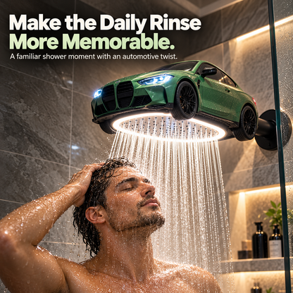 🏎️🚿 AutoRain – Sports Car-Shaped LED Rainfall Shower Head