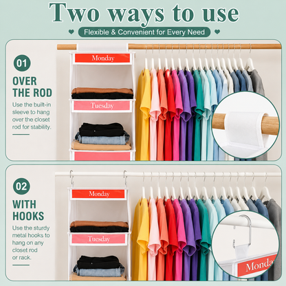 6 Shelf Weekly Clothes Organizer for Kids with Side Pocket