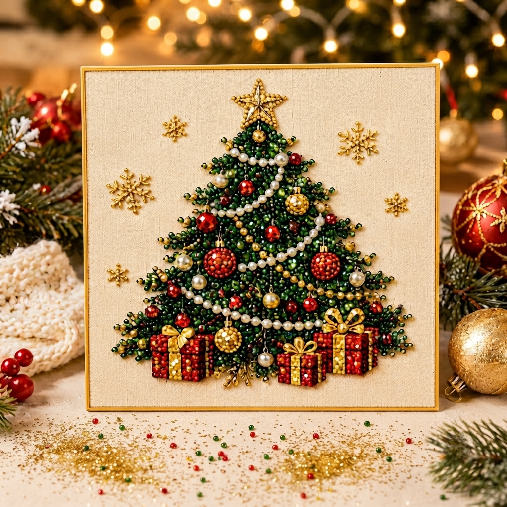 ✨ 3D Pearl Diamond Painting – Christmas Wreath & Stocking DIY 🎄