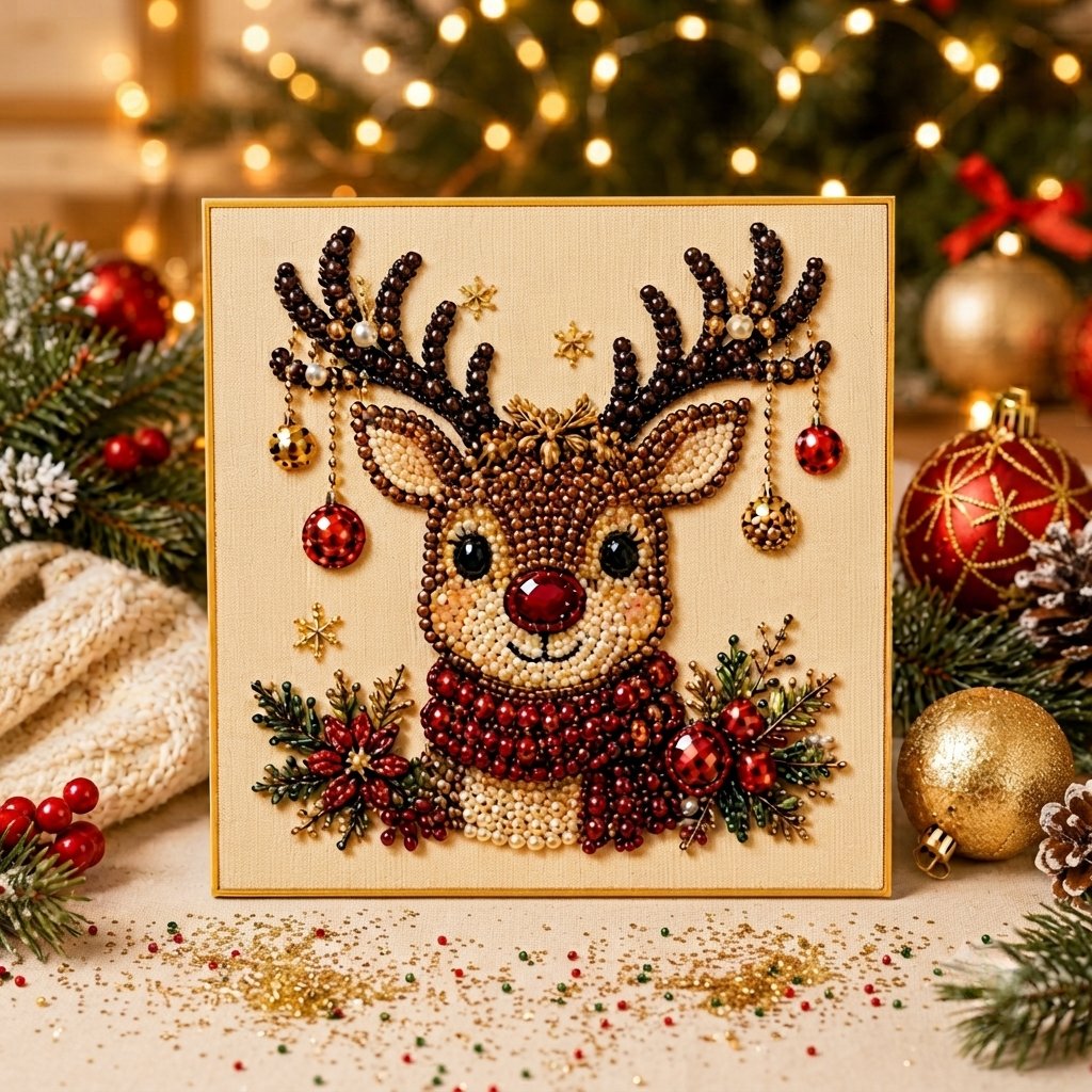 ✨ 3D Pearl Diamond Painting – Christmas Wreath & Stocking DIY 🎄