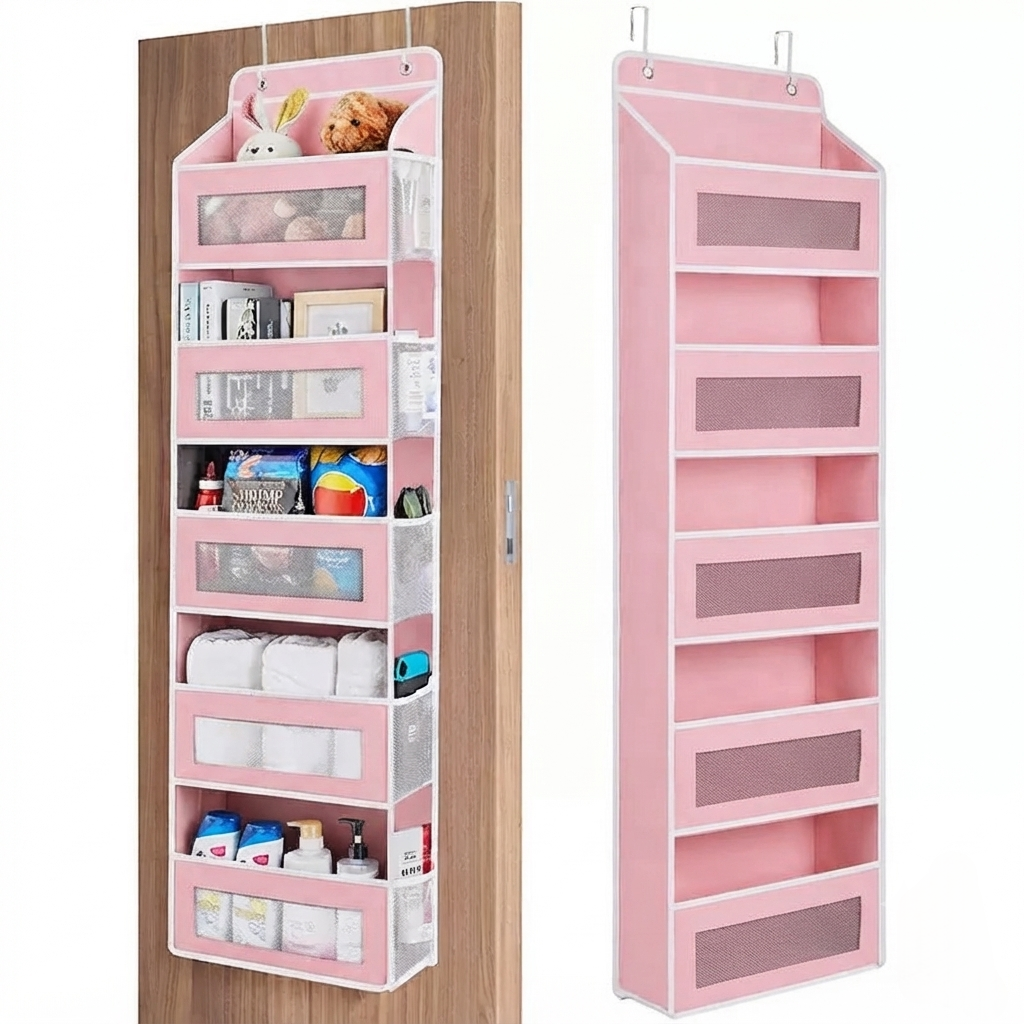🚪 5-Tier Over Door Organizer – 5 Large Mesh Pockets, Anti-Tilt, 44 lb Capacity, Space Saver for Home