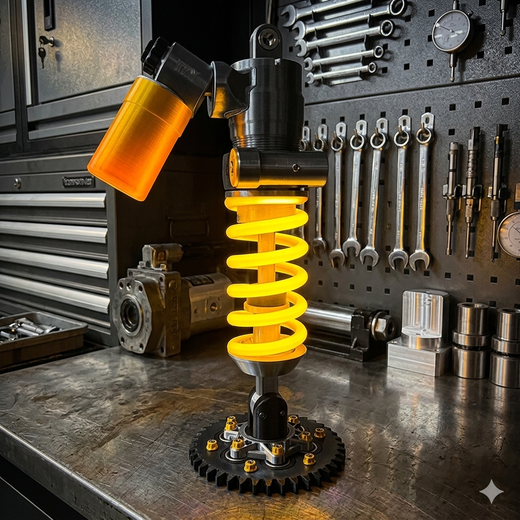 🔥Inspired Suspension Shock Absorber Lamp - Adjustable LED Light for Gamers & Car Enthusiasts