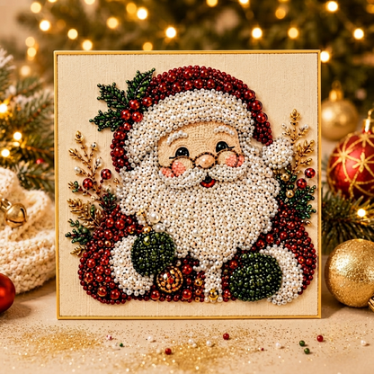 ✨ 3D Pearl Diamond Painting – Christmas Wreath & Stocking DIY 🎄