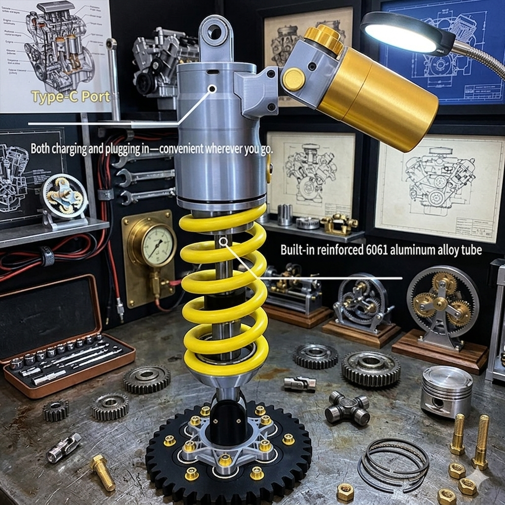🔥Inspired Suspension Shock Absorber Lamp - Adjustable LED Light for Gamers & Car Enthusiasts