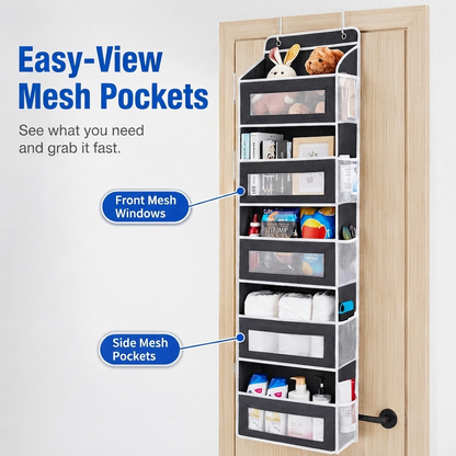 🚪 5-Tier Over Door Organizer – 5 Large Mesh Pockets, Anti-Tilt, 44 lb Capacity, Space Saver for Home