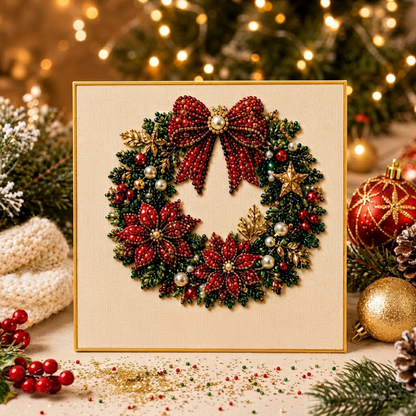✨ 3D Pearl Diamond Painting – Christmas Wreath & Stocking DIY 🎄