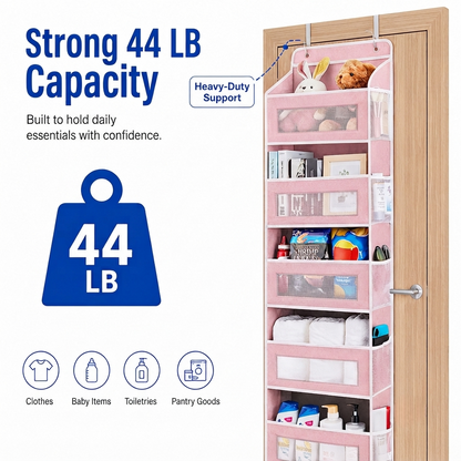 🚪 5-Tier Over Door Organizer – 5 Large Mesh Pockets, Anti-Tilt, 44 lb Capacity, Space Saver for Home